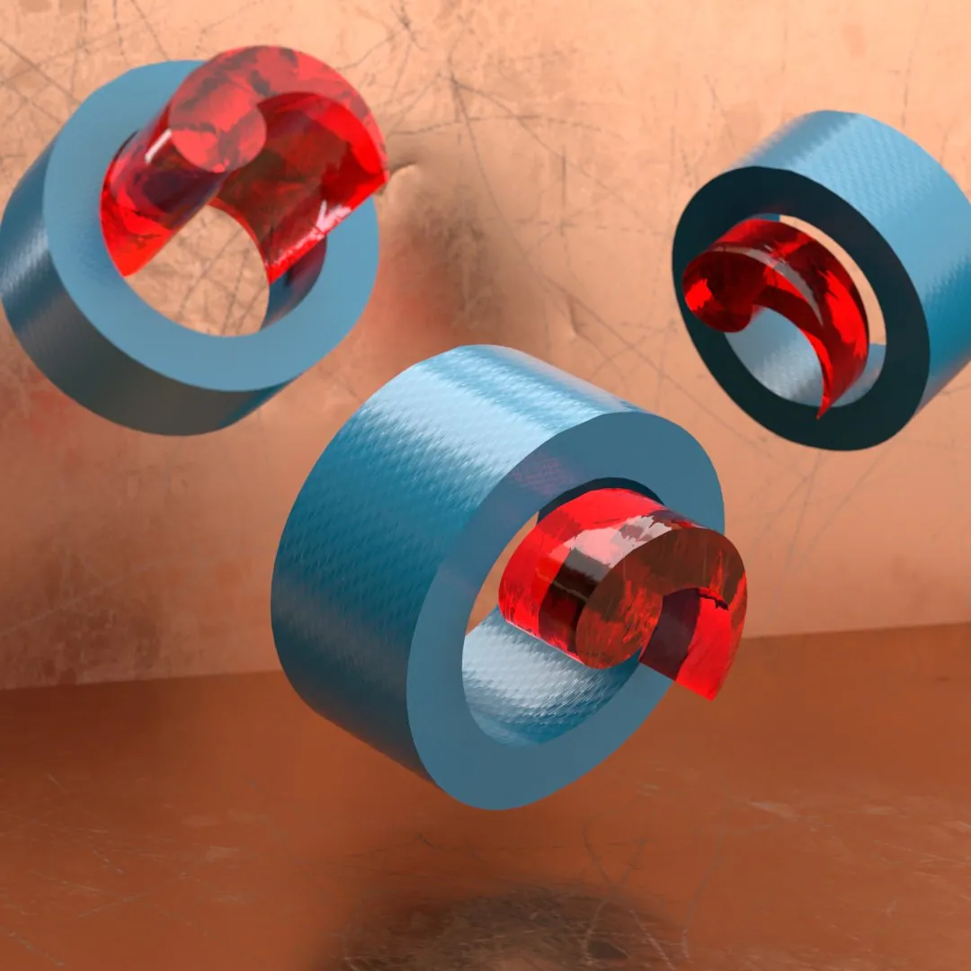 3D render: floating Orci rings.