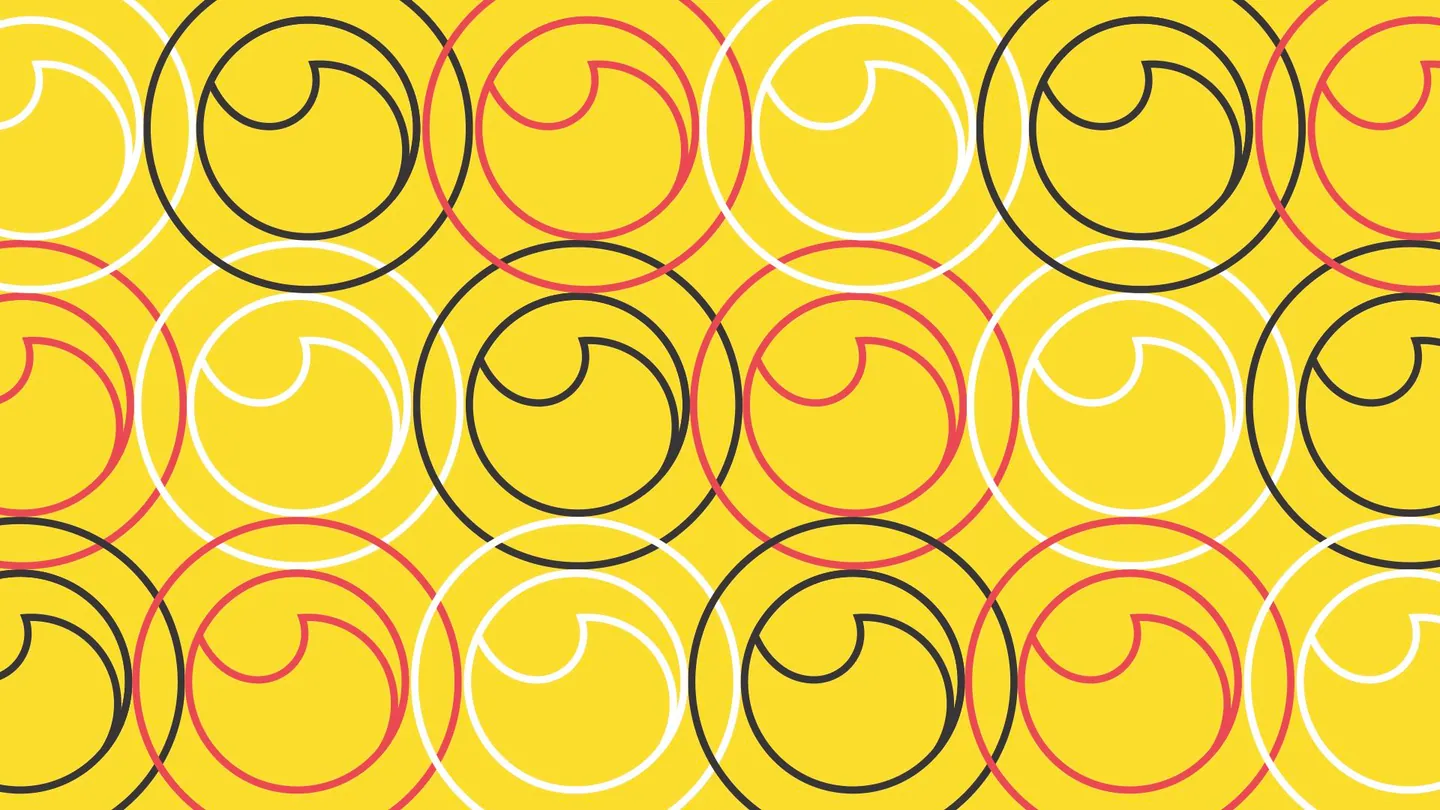 Presentation slide: pattern of outlined Orci rings on yellow.